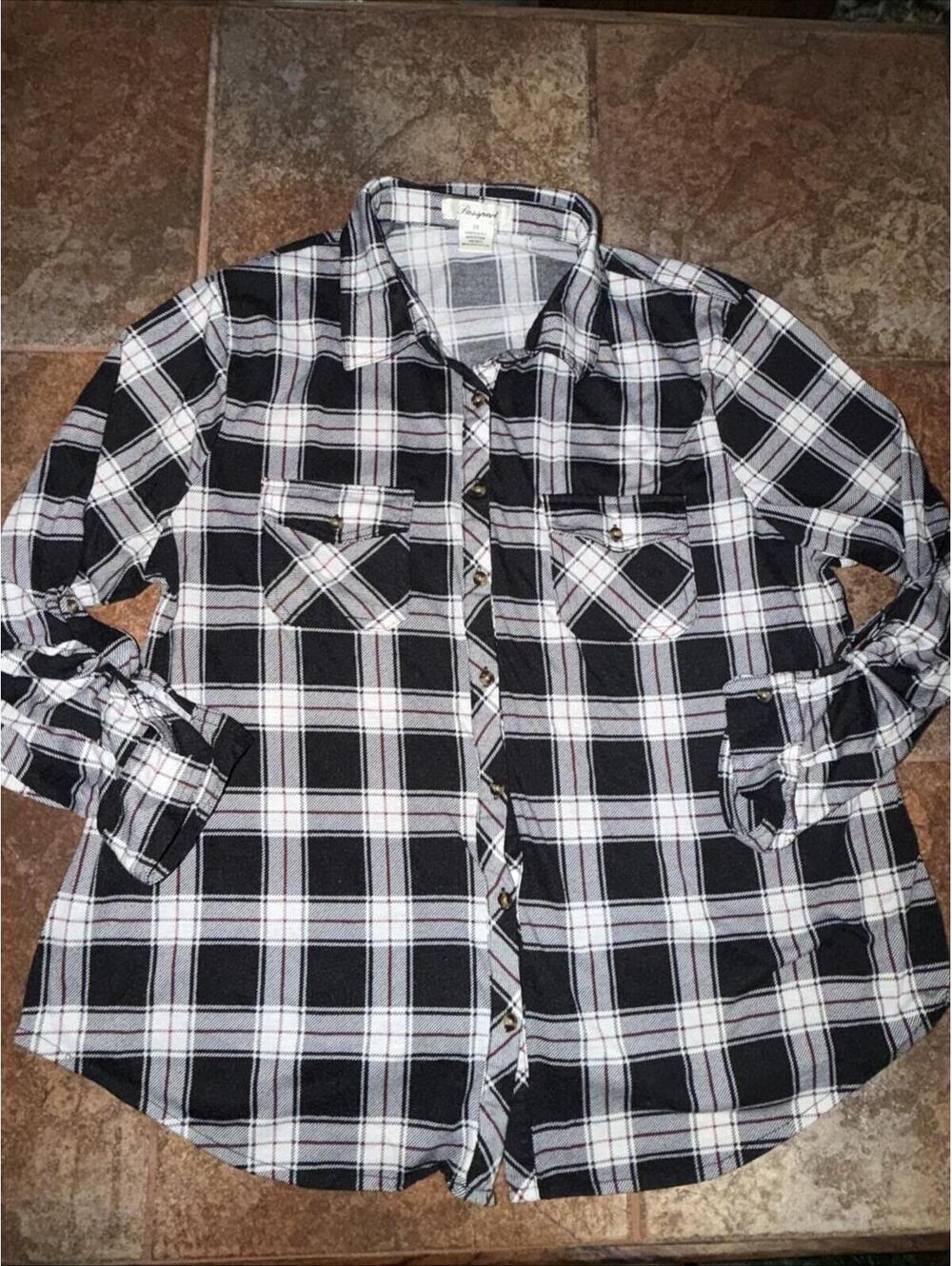 Passport Womens Flannel Long Sleeve Button-Up Shirt Size 2X